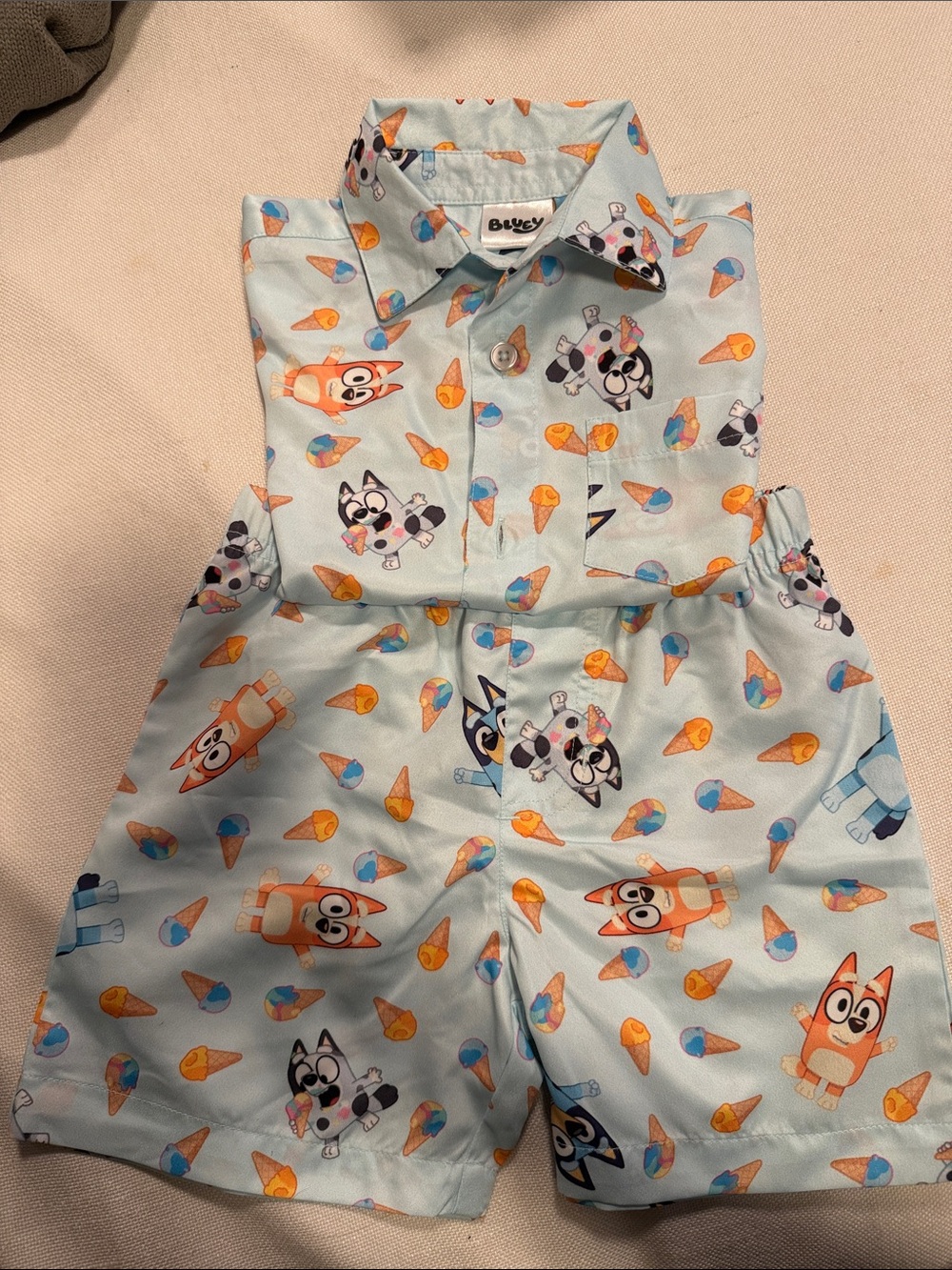 Bluey Kids' Ice Cream Print Matching Set - Light Blue
